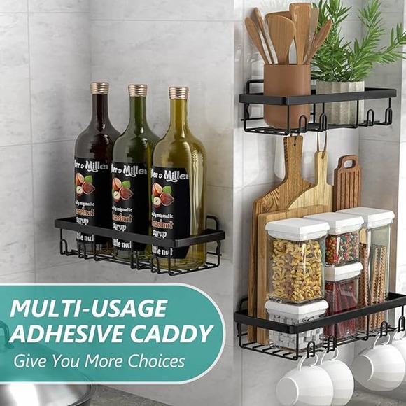 🎁 Shower Caddy Organizer 2 Pack Black Shelf - Picture 3 of 4